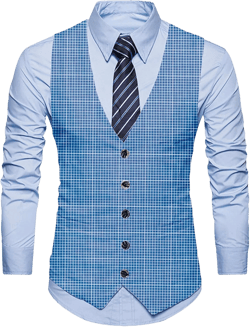 Maiyifu-GJ Mens Formal Suit Vest Business Dress Vest for Suit or Tuxedo XX-Large Checked Blue