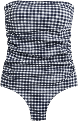 Ruched Bandeau One-piece In Gingham For Women
