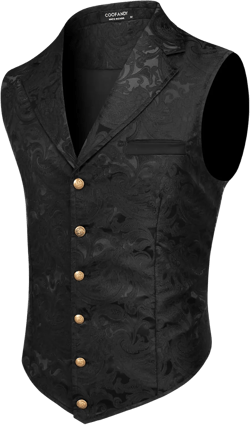 COOFANDY Mens Suit Vest Paisley Floral Victorian Vests Gothic Steampunk Formal Waistcoat Tuxedo Vests with Notched Lapels