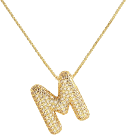 Bubble Letter Necklace for Women,18K Gold Plated Balloon Initial Necklace Cubic Zirconia Letter Necklace for Girls Teen Letter Pendent Necklace Jewelry Gift