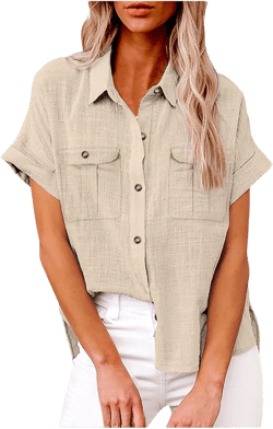 Firzero Dress Shirts for Women Trendy Summer Cotton Linen Blouse Long Sleeve Casual Work Tunic Tops Solid Color V Neck Tees XX-Large 02-Beige