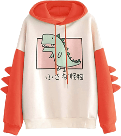 Cute Dinosaur Hoodie Kawaii Hoodie Oversized Pullover for Teens Girls Long Sleeve Y2k Sweatshirt Women XX-Large 5