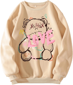 Floerns Women's Letter Graphic Print Long Sleeve Sweatshirt Pullover Tops Small Khaki