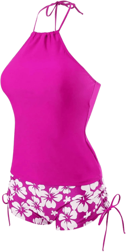 SOLY HUX Tankini Swimsuits for Women Halter Tops and Floral Print Shorts Bathing Suits Two Piece Swimsuit HotPink Floral Medium