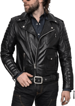 Men's Black Quilted Motorcycle Jacket Black Biker Leather Jacket For Men Brando Vintage Riding Moto Jacket XX-Large Black