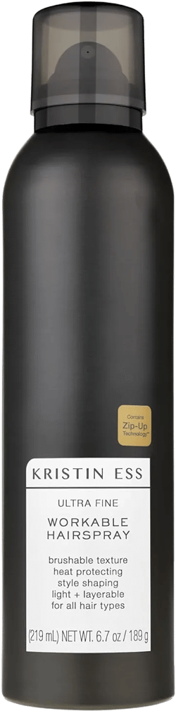 Kristin Ess Ultra Fine Professional Hairspray + Heat Protectant for Hair - Lightweight Hold for Women - Volumizing Anti Frizz Hair Styling - Brushable, Flexible Styling + Finishing Spray - Color Safe