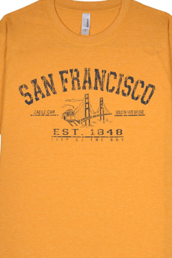 Golden Gate Bridge & Cable Car Graphic Tee - Mustard Yellow