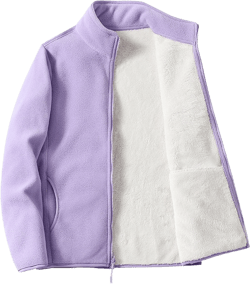 Women's Fleece Jackets & Coats Fuzzy Coats for Women Women's Coat Casual Lapel Fleece Fuzzy Faux Shearling Zipper Coats 4X-Large Purple