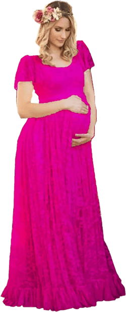 ZIUMUDY Maternity Lace Flutter Short Sleeve Photography Gown Maxi Dress for Baby Shower