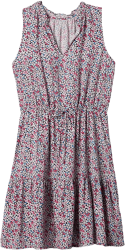 GAP Women's Sleeveless Split Neck Dress X-Small Petite Pink Multi Floral