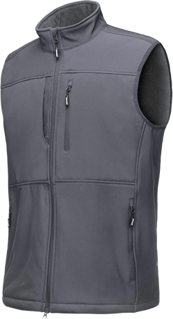 Outdoor Ventures Men's Running Vest Outerwear, Lightweight Windproof Fleece-Lined Softshell Sleeveless Jacket for Golf Small Cool Grey-7 Pockets