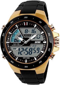 Men's Digital Watch 50M Waterproof Large Dual Dial Multifunction Analog Military Outdoor Sports Electronic Watch Calendar Day Date CH031