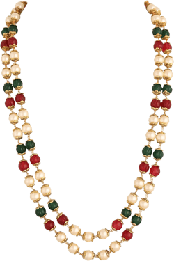 Ratnavali Jewels Red Green White Color Pearl Beads Stone Strand Fashion Necklace Women