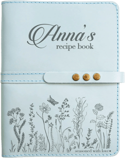 Family Recipe Book with Wildflowers, Personalized Leather Journal to Write in Recipes, Bridal Shower Gift, Birthday Gift, Mother's Day Gift, Custom Blank Recipe Book for Bride, Mom, Daughter, Sister