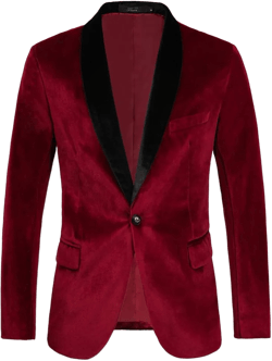 THWEI Mens Velvet Blazer Slim-Fit Solid Color One Button Blazer Sport Coat Jacket for Wedding Dinner Party Medium Red
