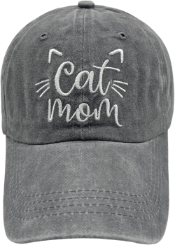 Waldeal Women's Cat Mom 3D Embroidered Baseball Cap, Washed Adjustable Cat Lover Hat Black at Amazon Women’s Clothing store