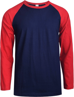 TOP PRO Men's Full Length Sleeve Raglan Cotton Baseball Tee Shirt Large Dark Red/Navy