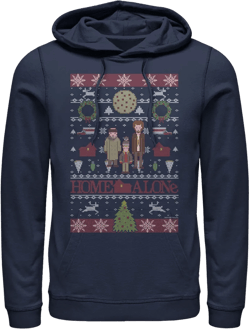 Men's Home Alone Characters Ugly Sweater  Pull Over Hoodie - Navy Blue - Large
