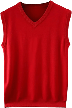 Men's V Neck Knit Sweater Vest Wool Down Blend Relaxed Fit Sleeveless Pullovers X-Large Red