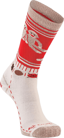 Fox River Women's Red Heel Monkey Friends Merino Wool Crew Socks Medium Red