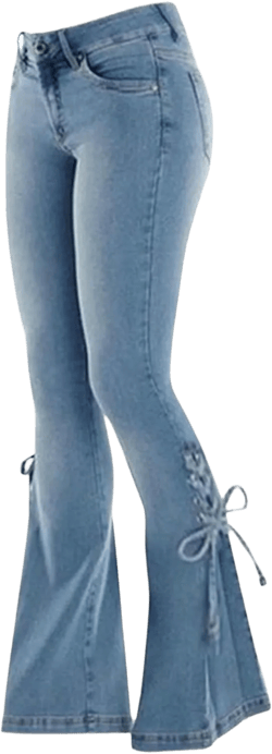 Women's Flare Bell Bottom Jeans Destroyed Elastic Waist Pull On Bootcut Tassel Stretch Curvy Fit Jeans XX-Large Light Blue