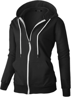 GIVON Womens Slim Fit Zip-Up Hoodie Sweatshirt Lightweight French Terry with Pocket 3X-Large Dcf340-black
