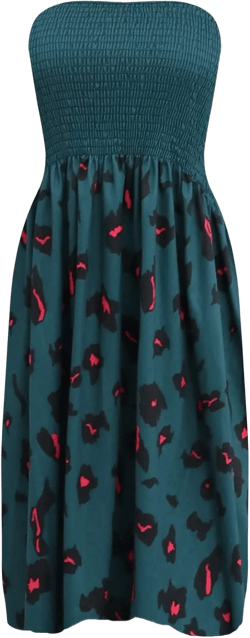 Tube Top Dress Boho Floral Summer Beach Csual Sun Dresses Strapless Dress for Women Red S