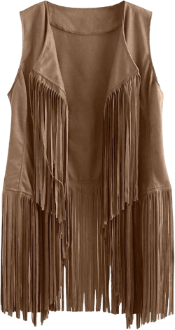 New Women Tassels Sleeveless Vest Cardigan Fringe Waistcoat Jacket 70s Hippie Faux Suede Outwear Tops Autumn Winter 1*khaki XX-Large