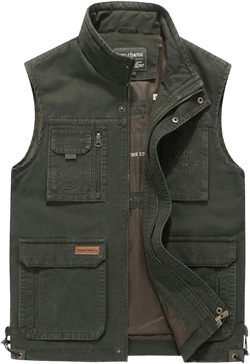 WFEI Men's Vest Reporter Travel Vest Men Cargo Sleeveless Jacket Multi Pockets Male Waistcoat,Green,XL X-Large Green