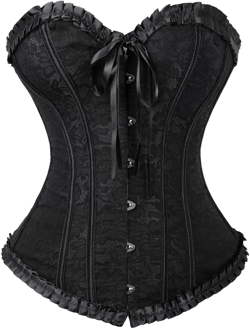 Kranchungel Corsets for Women Plus Size Corset Overbust Waist Cincher Bustier Lace Up Corset Top 6X-Large Gothic Black