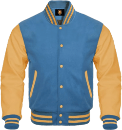 AMAZEE Wool Body Leather Sleeves 38 Colors Option Letterman Baseball Bomber Varsity Jacket at Amazon Men’s Clothing store