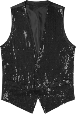 Hularka Women's Sequins Waistcoat Open Front Jacket Suit Sleeveless Coat Vest Tops Party Costume Black Large