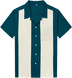 Anchor MSJ Men's 50s Retro Camp Rockabilly Style Cotton Mens Shirts Short Sleeve Fifties Bowling Casual Dress Shirts