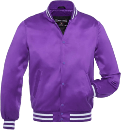 Stewart & Strauss Original Satin Bomber Jacket Since 1977 (19 Team Colors) Satin XXS to 6XL,Original Purple & White S-style 5X-Large