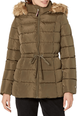 Tommy Hilfiger Women's Hooded Parka/ Anorak Button Down Water Repellent Jacket
