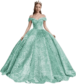 XYAYE Sparkly Sequin Quinceanera Dresses Puffy Off Shoulder Ball Gown Sweetheart Long Prom Dress 6 Aquamarine