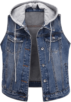 HaoMay Women's Casual Distressed Denim Vest Waistcoat with Removable Hood X-Small Dark Blue