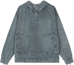 Men Denim Jacket Washed Do the Old Cowboy Hooded Sweater Spring and Autumn Loose
