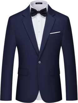 MAGE MALE Men's Suit Jacket One Button Elegant Solid Slim Fit Single Breasted Party Blazer Jacket X-Large Navy Blue-notch Lapel-1