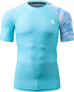 ADOREISM Men's Rash Guard Short Sleeve Quick-Dry UPF 50+ Sun Protection Compression Swim Shirts for Men X-Large Cloud Blue