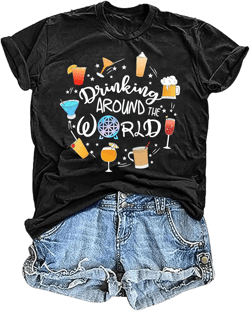 Magical Shirt for Women Magic Kingdom T Shirt Funny Around The World Vacation Tee Castle Casual Short Sleeve Tops Darkgray Small