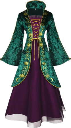 Angelaicos Witch Deluxe Velvet Costume for Women Halloween Costume with Accessories Full Set Green Medium