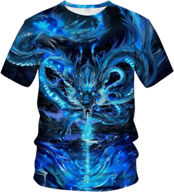 Mythology Chinese Dragon T-Shirt Funny Anime Graphic Tee Shirt 4X-Large Dark Blue