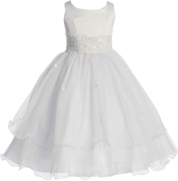 Little Girls' First Communion Lace Trim Tulle Wedding Flowers Girls Dresses