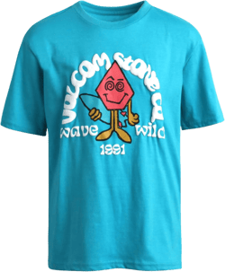 Volcom Boys T Shirt - Cotton Blend Short Sleeve Graphic Tees for Boys - Cool Casual Graphic T Shirts 14 Teal Blue Wave Wild