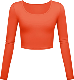 Going Out Sexy Tee Shirts for Women Fall Summer Long Sleeve Bodycon High Low Basic Crop Tops Shirt Women 2025 B-624 Burnt Orange XX-Large