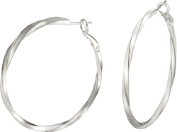 Large Hoop Earrings for Women, 50mm 14k Thin Big Silver Twisted Hoop Earrings with Sterling Silver Post Dainty silver