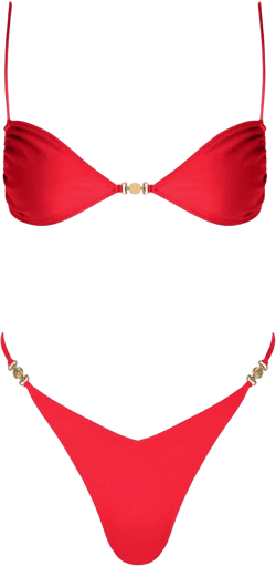 VOLAFA Women's Triangle Bikini Set Tie Solid Sexy Thong Cheeky Two Piece Swimsuit Bathing Suit 8 Red