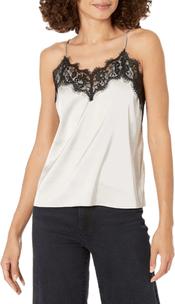 The Drop Women's Natalie V-Neck Lace Trimmed Camisole Tank Top, Silver Cloud, 4X, Plus size