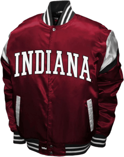 2Bhip NCAA Indiana Hoosiers Adult Mens College Red Lightweight Satin Bomber Varsity Jacket Fall Coat Jackets